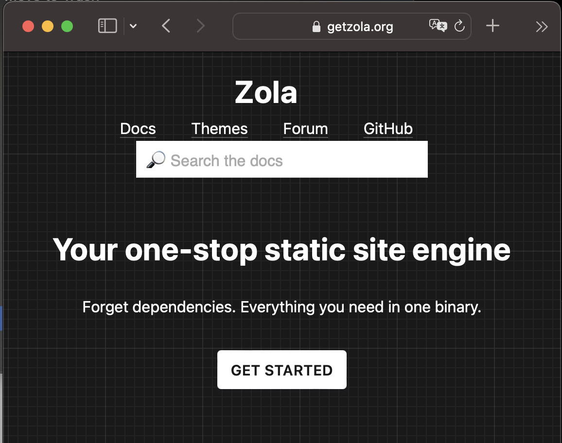 Zola Website Screenshot